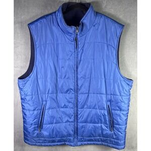 Brooks Brothers Reversible Puffer Vest Mens XXL Royal Blue Navy Quilted Classic‎